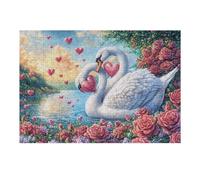 Cisnes Blancos Puzzles 300 Piezas Construir DIY 3D Flora Pool Flora Rompecabezas para Adultos Maquetas Educativas Aliviar Estrés Estera Portátil 300 PCS
