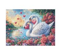 Cisnes Blancos Puzzles 500 Piezas Impossible 3D Flora Pool Flora Rompecabezas para Adultos Desafío Intelectual Estera Portátil DIY Moderno Creativo 500 PCS
