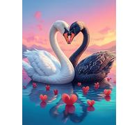 Cisnes Blancos y Negros Formando corazón Puzzle 1000 Piezas Estera Portátil 3D Fauna Mascotas Rompecabezas Familiar para Hombres Y Mujeres Aliviar Estrés Decoración Hogar 1000 PCS