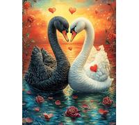 Cisnes Blancos y Negros Formando corazón Puzzles 500 Piezas Moderno Creativo Fauna Mascotas Rompecabezas Familiar para Adultos 3D Maquetas Construir Aliviar Estrés Decorativo 500 PCS