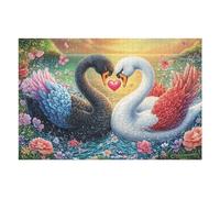Cisnes compartiendo un corazón con Mariposas Puzzles 1000 Piezas Entretenimiento Familiar Rompecabezas 3D para Familia Juguete Educativo Aliviar Estrés Decoración Hogar 1000 PCS