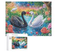 Cisnes con alas Brillantes bajo la Luna Puzzle 500 Piezas para Mayores Juego Mental Equilibrio Cognitivo Regalo para Ocio 500 PCS