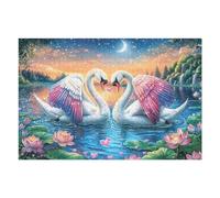 Cisnes con alas Brillantes bajo la Luna Puzzles 1000 Piezas Construir Maquetas Detalladas Rompecabezas para Adultos Desafío Intelectual Juguete Educativo 3D Moderno 1000 PCS