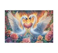 Cisnes con corazón ardiente y Rosas Puzzle 1000 Piezas Familiar Creativo Rompecabezas 3D para Familia Juguete Educativo Construir Maquetas Aliviar Estrés 1000 PCS
