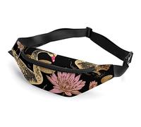 Cisnes Dibujados a Mano Hojas de Lirio de Agua Dibujo a Mano Cangrejos Fanny Pack, Riñonera Deportiva para niños Adultos para Hombres y Mujeres
