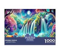 Cisnes en el paraíso, Cascada Colorida en un Paisaje vívido, Rompecabezas de 1000 Piezas para Adultos, Hermoso Rompecabezas Decorativo, Regalo de cumpleaños, 38 x 26 cm/1000 Piezas