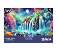 Cisnes en el Paraíso - Rompecabezas de 1000 Piezas para Adultos - Escena de Cascada con Gato - Juego difícil, desafiante e Imposible para decoración de Paredes y Regalos (70 x 50 cm, 1000 Piezas)