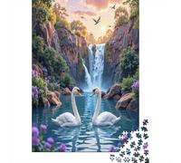 Cisnes en la cascadaRompecabezas De 1000 Piezas Arte de paisajes lesjuegos EduGatoivos De Desafío para Adultos, Decoración del Hogar70x50cm/1000pcs