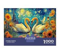 Cisnes en la Noche Estrellada 1000 Pieza PuzzleSwans Van Gogh Rompecabezas Premium con Las Juego Imposible Adultos Y Niños +14 Años Colores Variados52x38cm/1000pcs