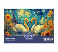 Cisnes en la Noche Estrellada: Gran Idea de Regalo, Rompecabezas de 1000 Piezas para Adultos - Cisnes, Campo de Girasoles, Juego difícil e Imposible para decoración de Pared (38 x 26 cm, 1000 Piezas)
