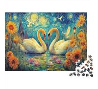 Cisnes en la Noche Estrellada Set De Rompecabezas 1000 Piezas, Cartón Premium,Arte romántico Regalo Cumpleaños, Juego De Reto Difícil 70x50cm/1000pcs