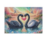 Cisnes Negros del Corazón Rompecabezas 300 Piezas Cartón para Principiantes Días Lluviosos Tiempo Libre En Casa para Reyes Magos Detalle De Cumpleaños 300 PCS