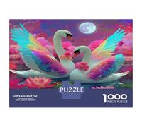 Cisnes prismáticos iluminados por la Luna 1000 Piezas Puzzle Familiar - Cartón Resistente & Puzzle Mindfulness Flores Vibrantes Lunares - Regalo De Mudanza 70x50cm/1000pcs para Adultos Y Niños