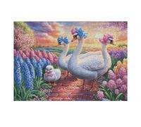 Cisnes y patitos en un Camino Soleado Puzzles 300 Piezas Decoración Hogar 3D Rompecabezas Familiar para Adultos Obra De Arte Colorido DIY Creativo 300 PCS
