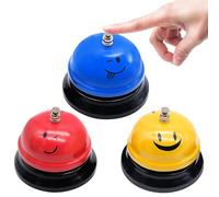 Cisolen 3 Piezas Campana de Mesa Campana de Recepción Acero Inoxidable Sonrisa Campanas de Llamada para Cocina Restaurante Hoteles Bares Hotel Bar Recepción Boda
