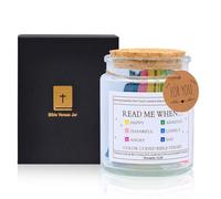 Cisolen Versículos de la Biblia en un frasco de vidrio con texto en inglés "Read Me When Prayer", 90 unidades, mini tarjetas de versículo de la Biblia, botella de vidrio, tarjetas de escritura para