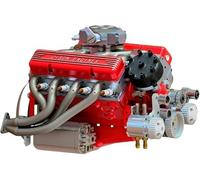 Cison V8 - Kit de motores de gasolina, Ohv V8 de bloque pequeño, mini V 8 E-ngine Kit que funciona, construye tu propio motor modelo V-8 para adultos, 4 tiempos, 44 cc, refrigerado por agua 1/6 (rojo)