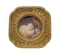 CISOO Marco de fotos redondo pequeño vintage de 3 x 3 pulgadas, marco de fotos dorado envejecido para mesa y pared, diseño floral decorativo retro para decoración del hogar, galería de fotos