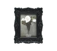 CISOO Marco para fotos vintage antiguo adornado pequeño, 6,3 x 8,9 cm, fotos tamaño cartera, para mesa y pared, diseño floral decorativo, decoración retro del hogar, galería de fotos, negro