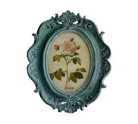 CISOO Vintage 4x6 Oval Picture Frame Antique Photo Frame Table Top Display and Wall Hanging, Retro Home Decor, Ornate Photo Gallery Art (Blue)