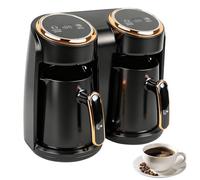 CISSIYOG Cafetera Turca, 600 W, cafetera turca con doble sistema de calefacción, protección contra desbordamiento y protección contra ebullición en seco, 300 + 300 ml (1 a 8 tazas)