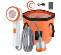 CISSIYOG Ducha Portátil de Camping, Ducha Portatil con luz LED, Ducha Móvil para Exteriores con Alcachofa con Filtro & Depósito Plegable de 20L & Manguera de 2M, para Playa/Mascotas/Camping/Viajes