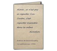 CIT-1015 - Tarjeta de cita en papel natural con fibra con sobres "Amar es ver juntos en la misma dirección" Antoine de Saint-Exupery El pequeño príncipe Te amo PACS Boda Hecho en Francia