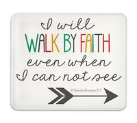 Cita Bíblica: Caminaré por Fe Aunque No Pueda Ver. 2 Corintios 5:7 Alfombrilla Raton Pequeña Alfombrillas De Mouse Bordes Cosidos Alfombrilla para Ratón para Oficina Pc Computadora 25X30Cm