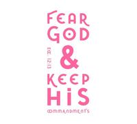 Cita bíblica: Teme a Dios y guarda sus mandamientos. Decoración de vinilo para pared 30x73.3cm Personalización personalizada Rosa