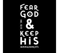 Cita bíblica: Teme a Dios y guarda sus mandamientos. Decoración de vinilo para pared 42x102.6cm Se puede modificar y añadir información Blanco