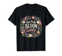 Cita cálida inspiradora con Flores Salvajes y florecientes Camiseta gráfica económica, Hombre, Negro, M