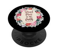 Cita con versículo bíblico de Mujer Cristiana Stand Firm In The Faith PopSockets PopGrip Adhesivo