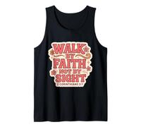 Cita Cristiana con versículo bíblico Walk by Faith Not by Sight Women Camiseta sin Mangas