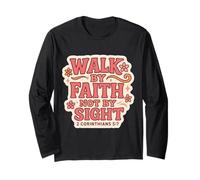 Cita Cristiana con versículo bíblico Walk by Faith Not by Sight Women Manga Larga