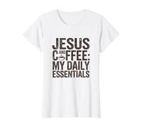 Cita Cristiana de Jesús y café Camiseta gráfica económica, Mujer, Blanco, XL