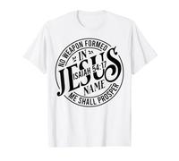 Cita Cristiana Dios No Weapon Formed In Jesus Will Prosper Camiseta gráfica económica, Hombre, Blanco, L