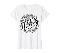 Cita Cristiana Dios No Weapon Formed In Jesus Will Prosper Camiseta gráfica económica, Mujer, Blanco, XL