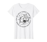 Cita Cristiana Dios religioso Mi Ayuda Viene del Señor Camiseta gráfica económica, Mujer, Blanco, S