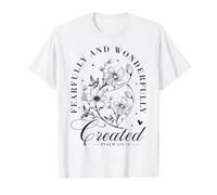 Cita Cristiana Dios religioso temerosamente Floral Camiseta gráfica económica, Hombre, Blanco, S
