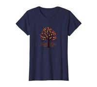 Cita Cristiana Fall for Jesus: Faith Like Falling Leaves Camiseta, Mujer, Azul Marino, XL