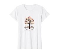 Cita Cristiana Fall for Jesus: Faith Like Falling Leaves Camiseta, Mujer, Blanco, L