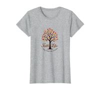 Cita Cristiana Fall for Jesus: Faith Like Falling Leaves Camiseta, Mujer, Gris Jaspeado, S