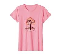 Cita Cristiana Fall for Jesus: Faith Like Falling Leaves Camiseta, Mujer, Rosado, L