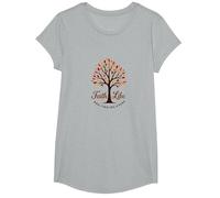 Cita Cristiana Fall for Jesus: Faith Like Falling Leaves Camiseta, Niñas, Gris Jaspeado, XS
