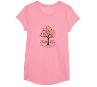Cita Cristiana Fall for Jesus: Faith Like Falling Leaves Camiseta, Niñas, Rosado, XS