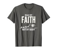 Cita Cristiana inspiradora Walk by Faith Not by Sight Camiseta, Hombre, Asfalto, XXL