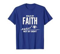 Cita Cristiana inspiradora Walk by Faith Not by Sight Camiseta, Hombre, Azul Real, M