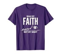 Cita Cristiana inspiradora Walk by Faith Not by Sight Camiseta, Hombre, Morado, 3XL