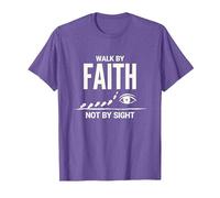 Cita Cristiana inspiradora Walk by Faith Not by Sight Camiseta, Hombre, Morado Jaspeado, L