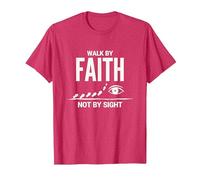 Cita Cristiana inspiradora Walk by Faith Not by Sight Camiseta, Hombre, Rojo Jaspeado, L
